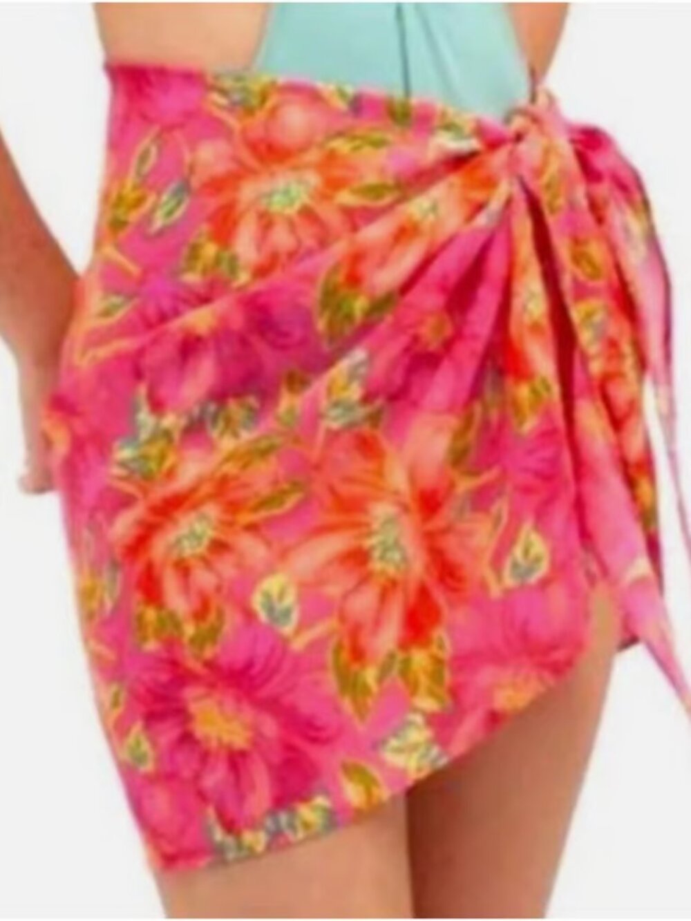 Beach Riot Melanie Sarong Women OS Miami Peony Polyester Resort Swim Tropical